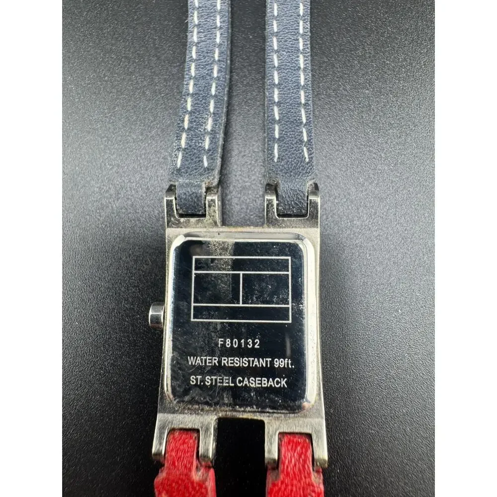 Tommy Hilfiger Watch Chunky Case Navy Red Dual Strap